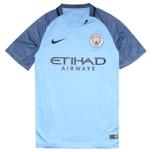 Camiseta Manchester City Replica Primera Ropa Retro 2016 2017 Azul